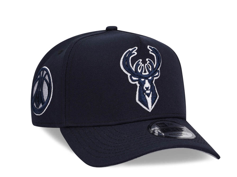 New Era Milwaukee Bucks Navy Classic Edition 9Forty A Frame Snapback Cap
