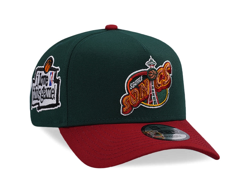 New Era Seattle Supersonics Love this Game Dark Green Two Tone Edition 9Forty A Frame Snapback Cap