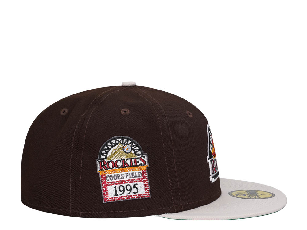 New Era Colorado Rockies Coors Field 1995 Burned Stone Two Tone Throwback Edition 59Fifty Fitted Cap