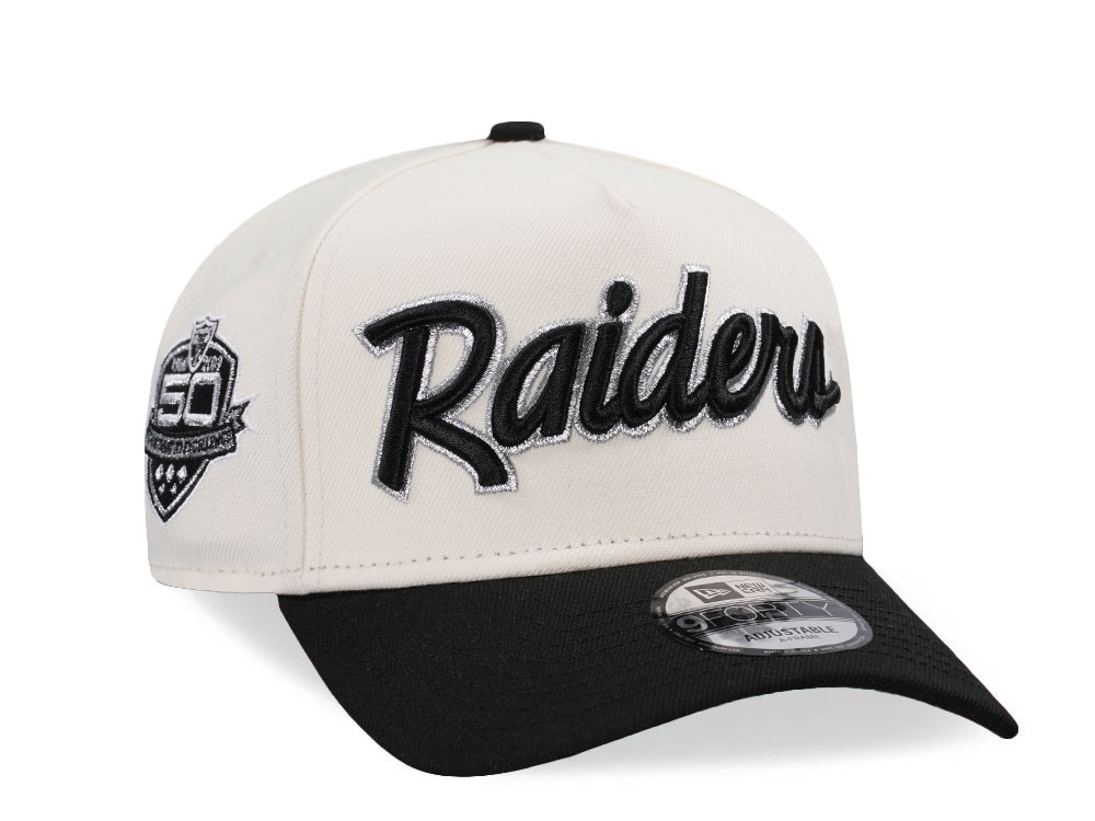 New Era Las Vegas Raiders 50th Anniversary Chrome Two Tone Edition 9Forty A Frame Snapback Cap