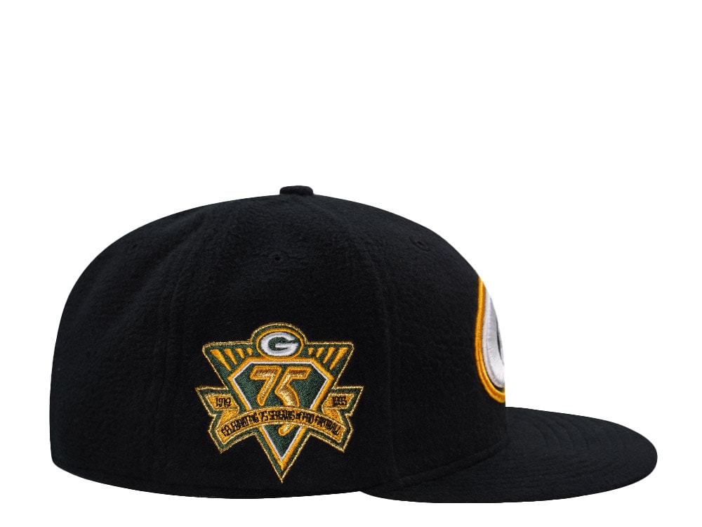 New Era Green Bay Packers 75th Anniversary Black Prime Fleece Edition 59Fifty Fitted Cap