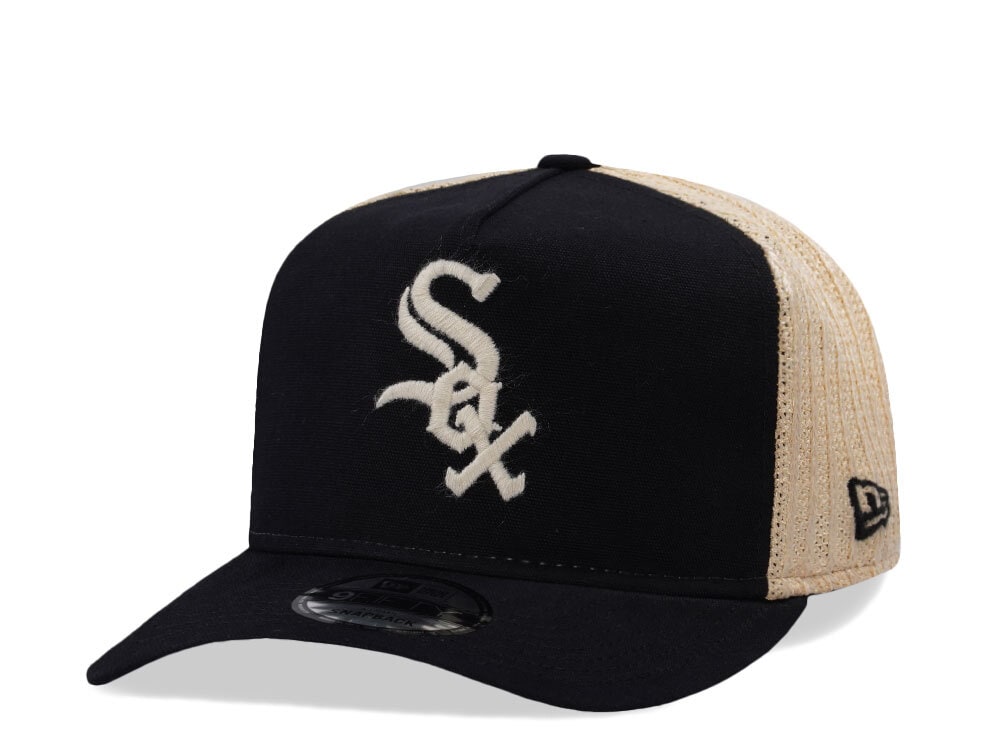 New Era Chicago White Sox Grained Black Edition 9Fifty Trucker A Frame Snapback Cap