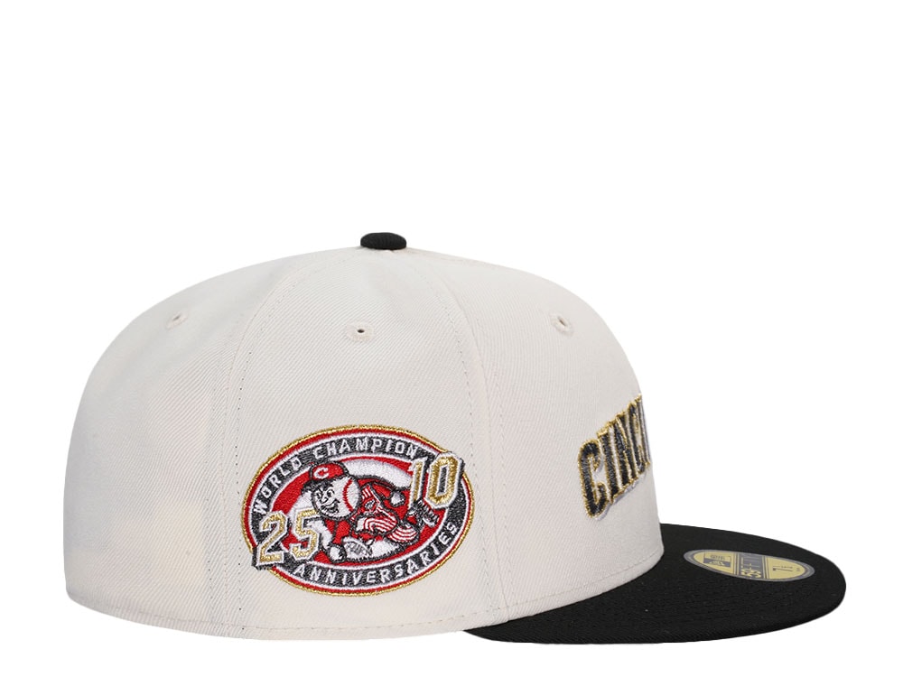 New Era Cincinnati Reds 25th Champion Anniversaries Chrome Black Metallic Two Tone Edition 59Fifty Fitted Cap