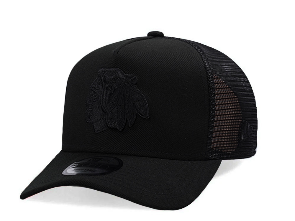 New Era Chicago Blackhawks Black Prime Edition 9Forty A Frame Trucker Snapback Cap