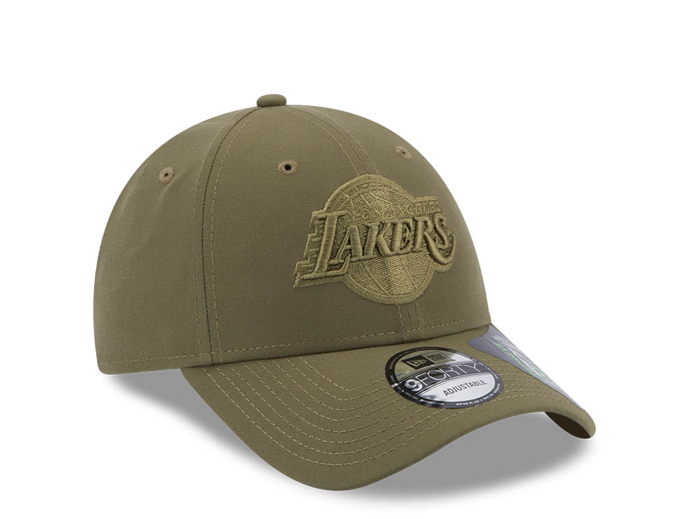 New Era Los Angeles Lakers Repreve Olive 9Forty Strapback Cap
