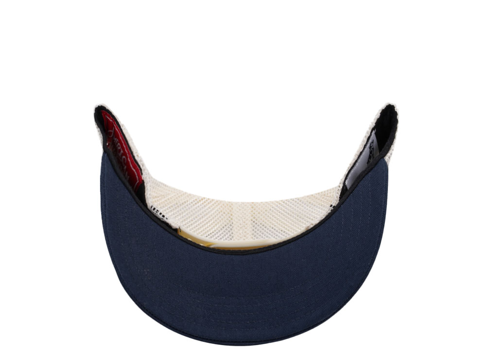 American Needle Mack Truck Twill Valin Patch Ivory Navy Trucker Snapback Cap