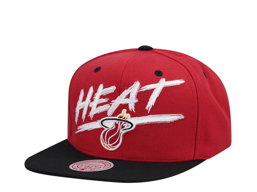 Mitchell & Ness Miami Heat Transcript Red Two Tone Snapback Cap