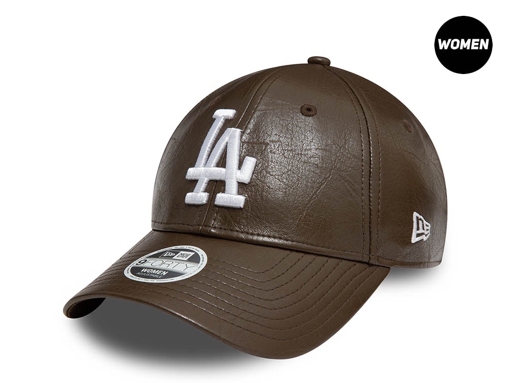 New Era Los Angeles Dodgers Leather Brown Womens 9Forty Strapback Cap