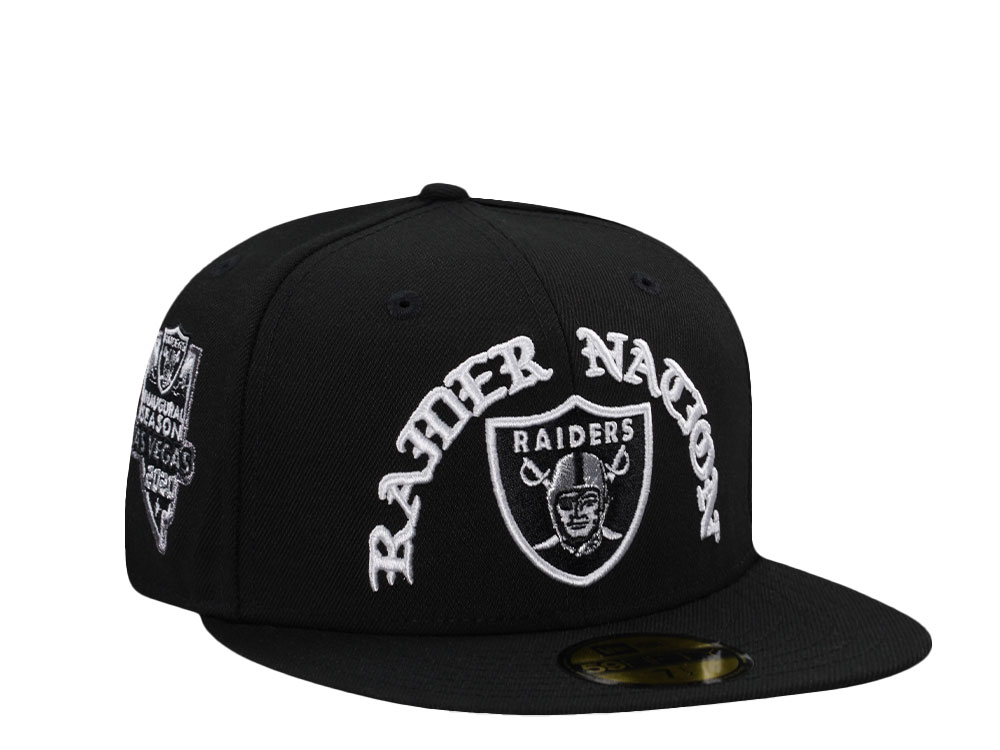New Era Las Vegas Raiders Inaugural Season 2020 Script Black Prime Edition 59Fifty Fitted Cap