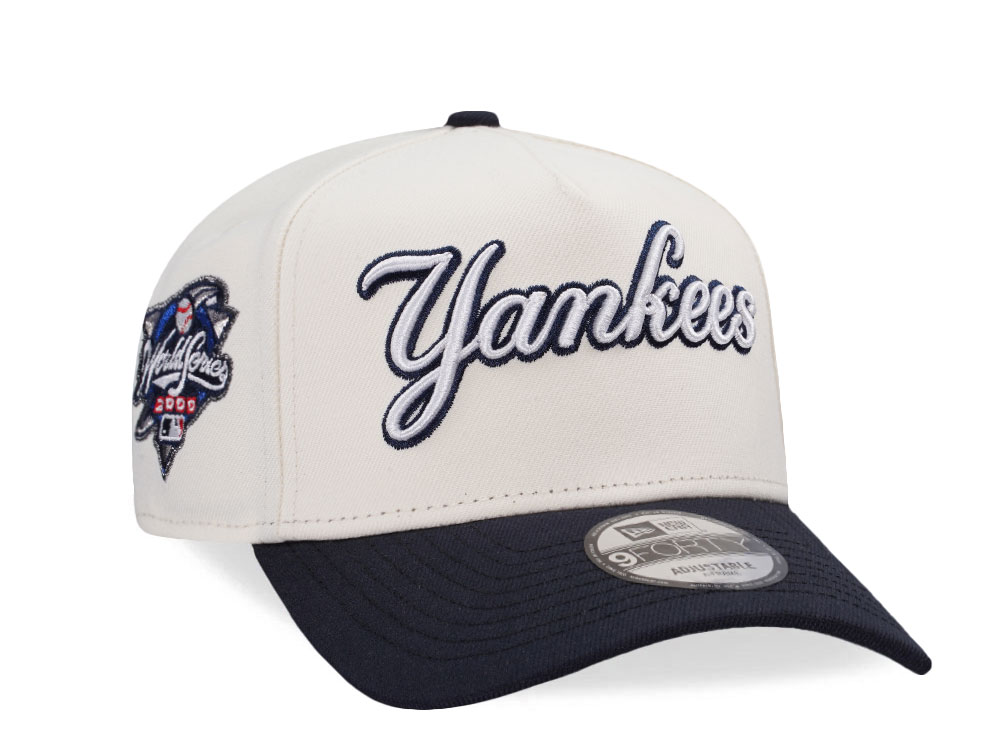 New Era New York Yankees World Series 2000 Chrome Two Tone Script Edition 9Forty A Frame Snapback Cap
