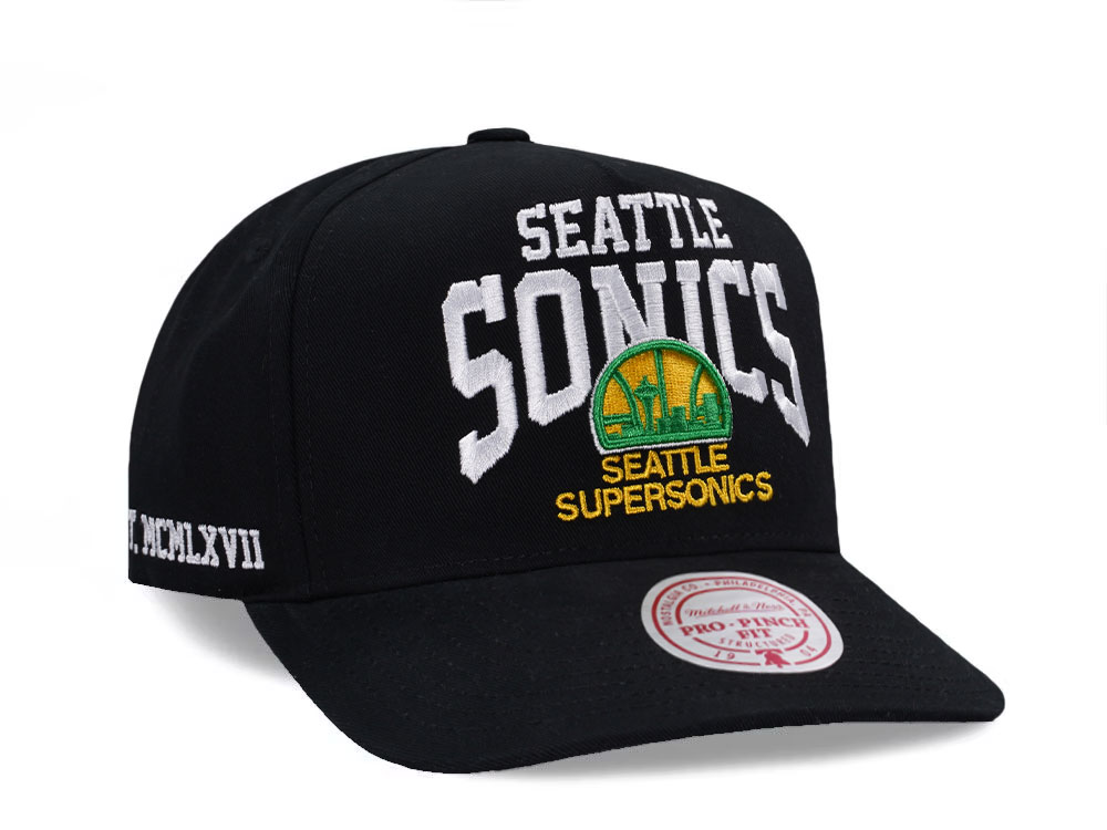 Mitchell & Ness Seattle SuperSonics Black Pro Pinch Fit Snapback Cap