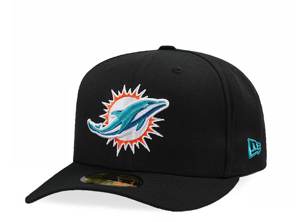 New Era Miami Dolphins Black Classic Edition Pre Curved 59Fifty Fitted Cap