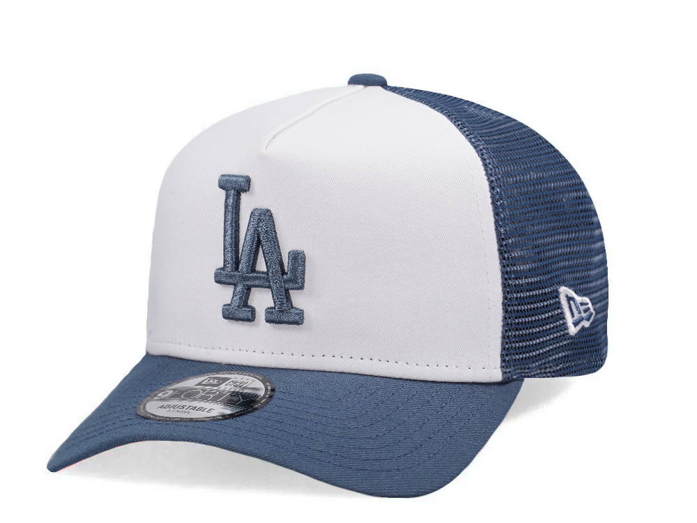 New Era Los Angeles Dodgers Indigo White Two Tone Edition 9Forty A Frame Trucker Snapback Cap
