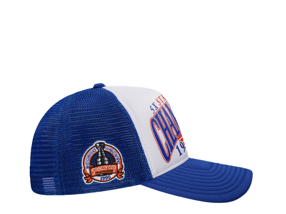 47Brand Edmonton Oilers Vintage 1990 Stanley Cup Blue Foam Champ Offside Trucker Snapback Cap