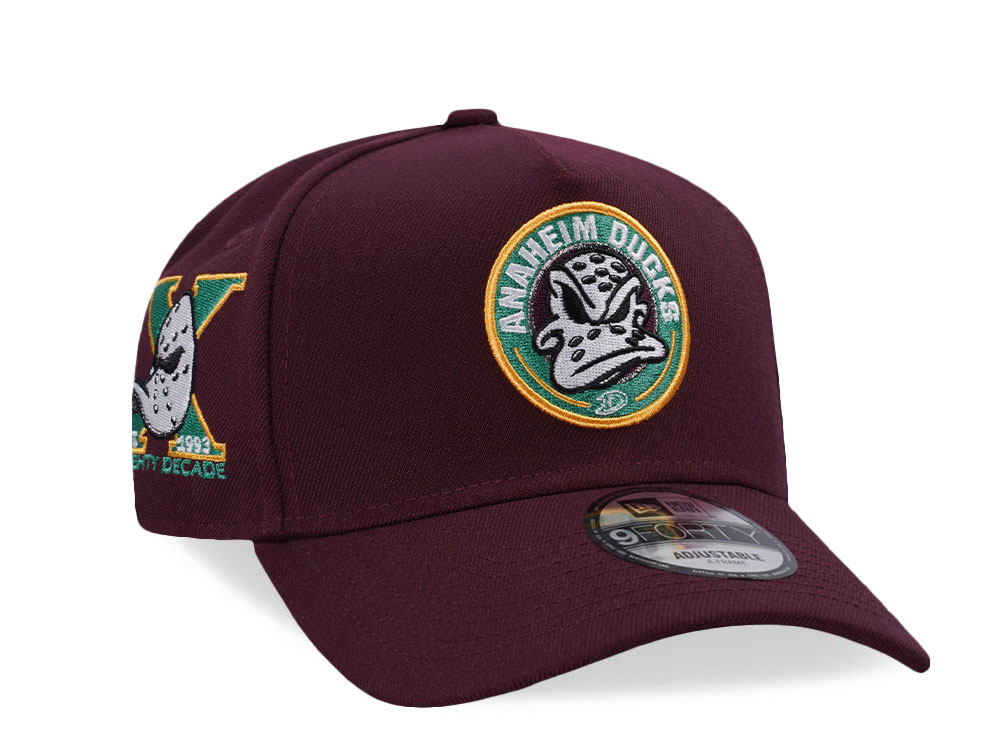 New Era Anaheim Ducks 10th Anniversary Maroon Prime Edition 9Forty A Frame Snapback Cap