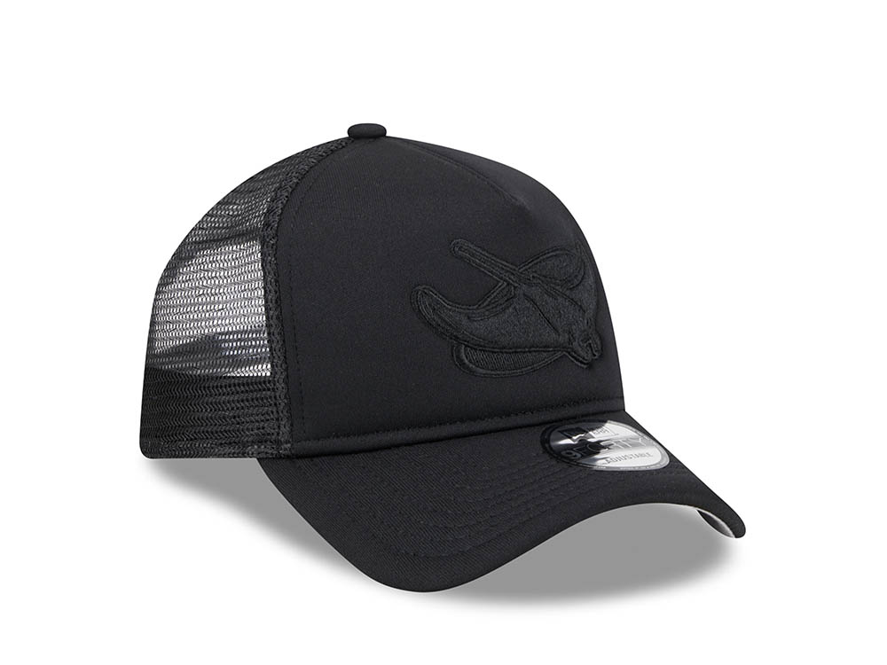 New Era Tampa Bay Rays Black All Day 9Forty A Frame Trucker Snapback Cap