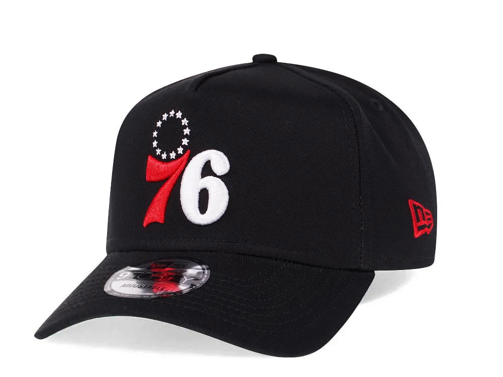 New Era Philadelphia 76ers Black 9Forty A Frame Snapback Cap