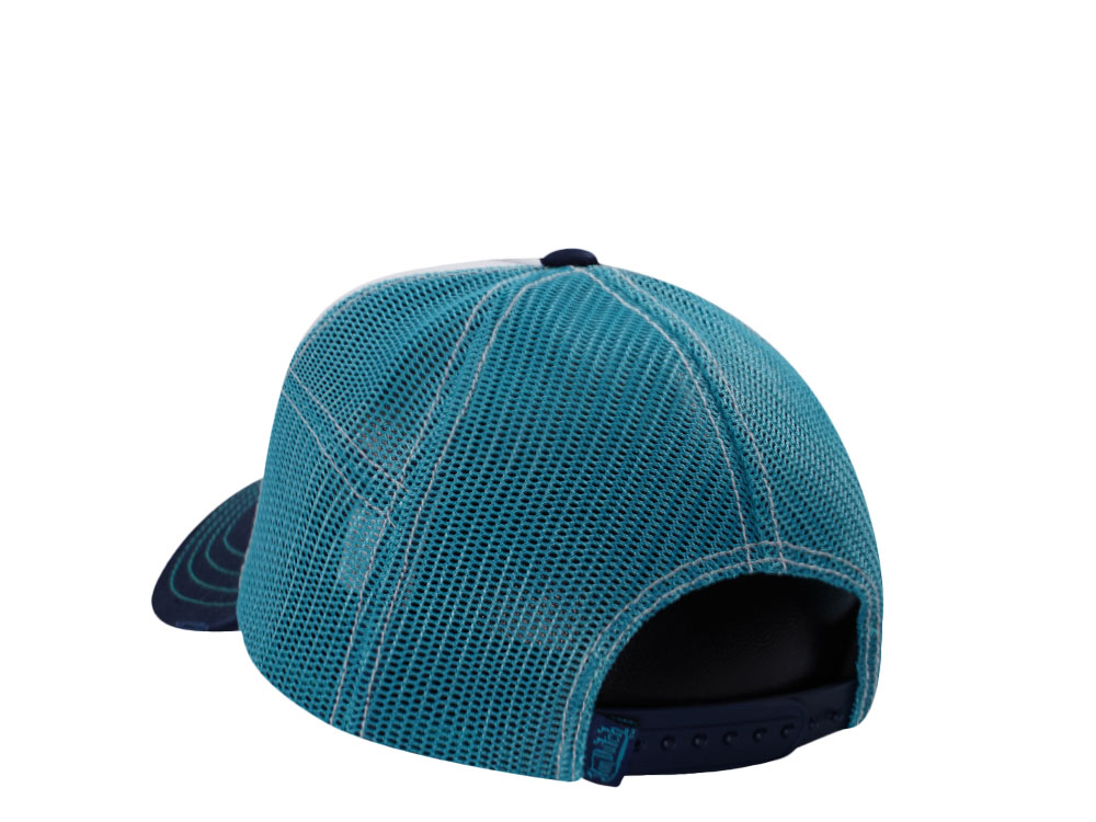 Von Dutch Oval Patch Beige Blue Trucker Snapback Cap
