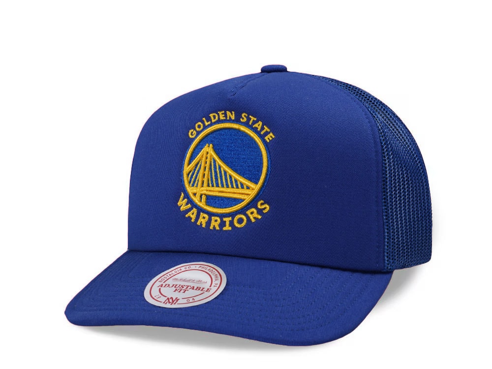 Mitchell & Ness Golden State Warriors Royal Blue Adjustable Fit Trucker Snapback Cap