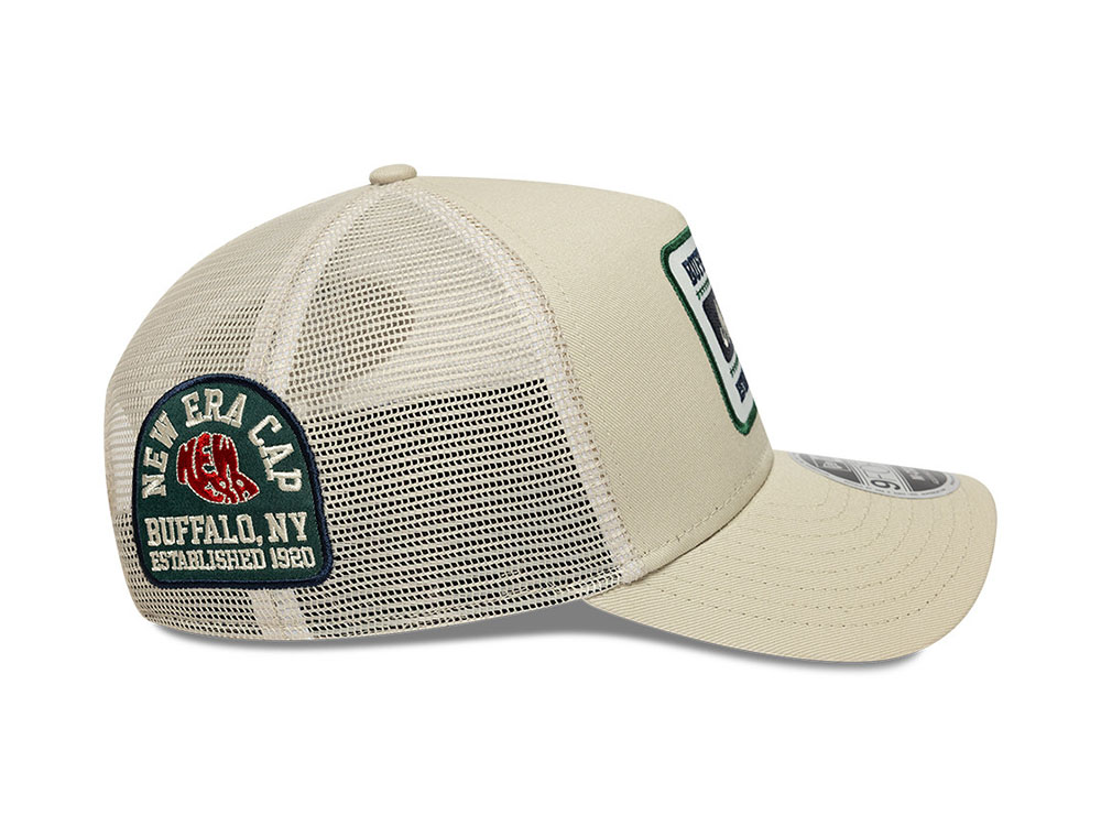 New Era Multi Patch Beige 9Forty M Crown A Frame Snapback Cap