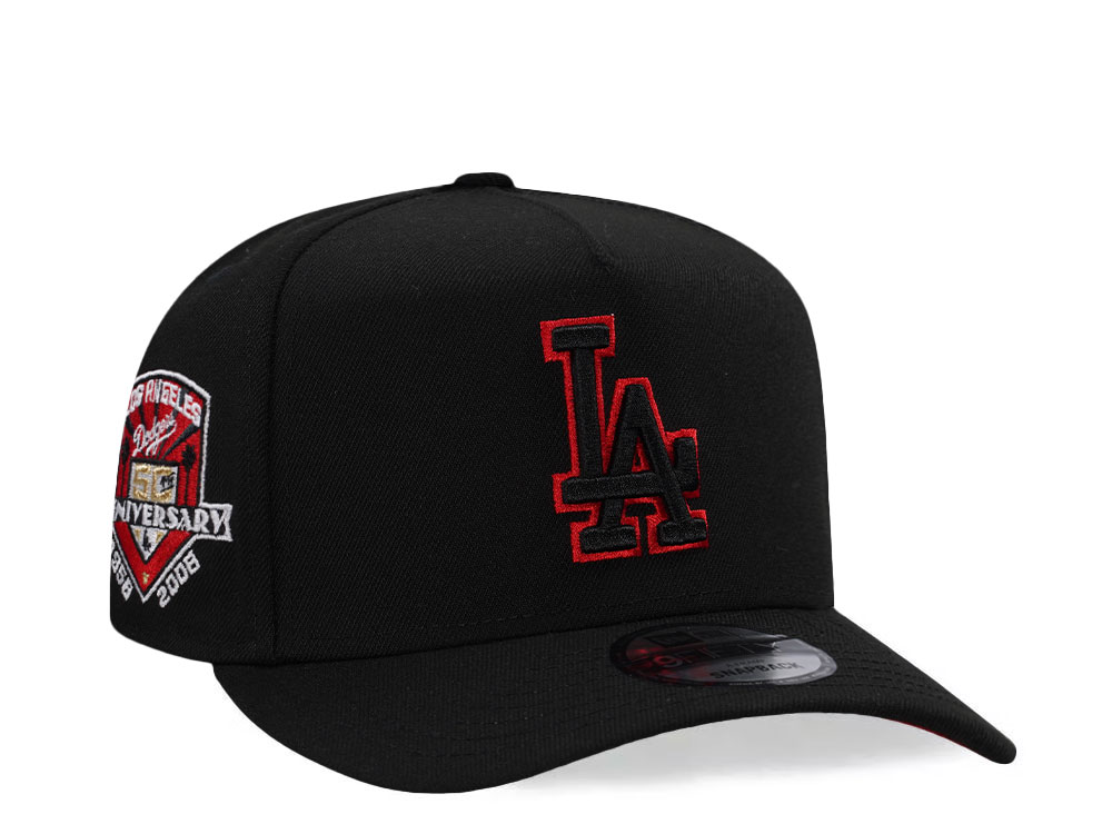 New Era Los Angeles Dodgers 50th Anniversary Blackout Red Prime Edition 9Fifty A Frame Snapback Cap