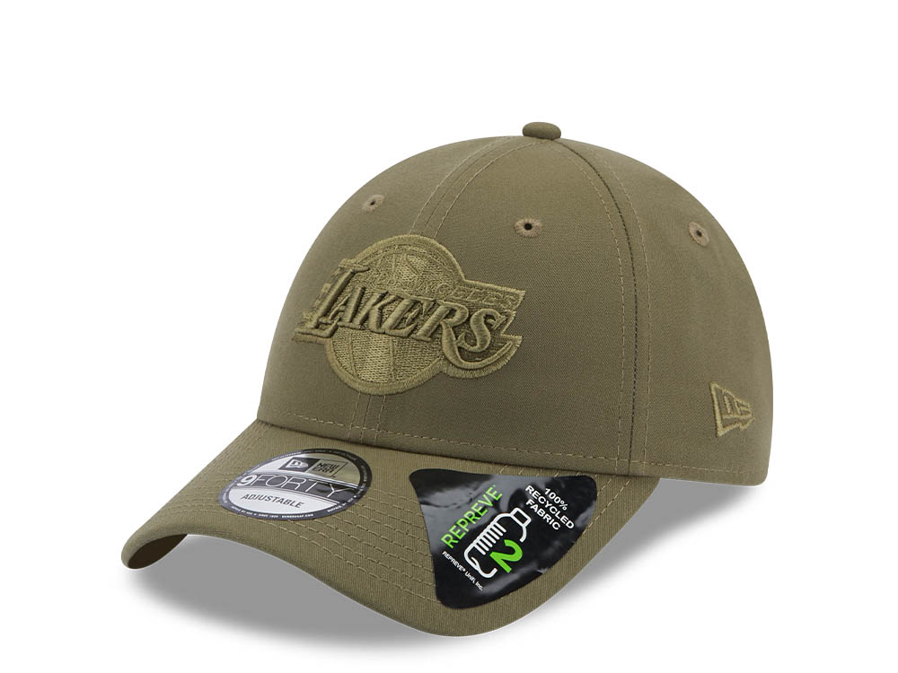 New Era Los Angeles Lakers Repreve Olive 9Forty Strapback Cap