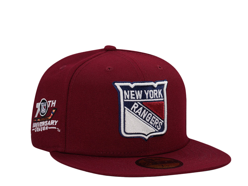 New Era New York Rangers 70th Anniversary Smooth Red Throwback Edition 59Fifty Fitted Cap