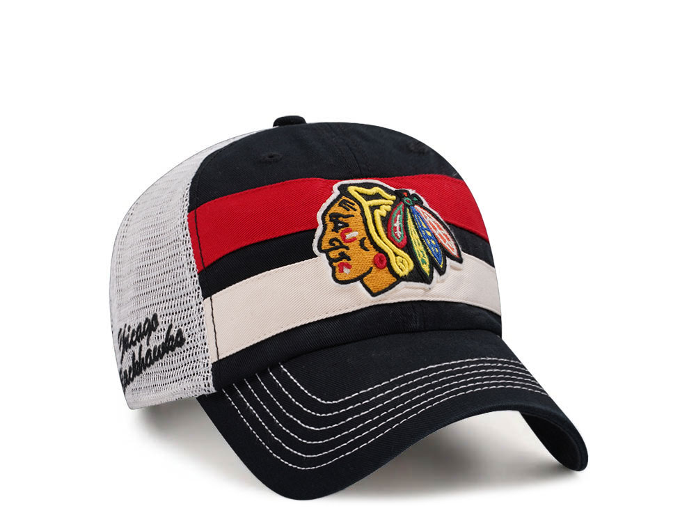 47Brand Chicago Blackhawks Black Clubhouse Boon Trucker Clean Up Snapback Cap