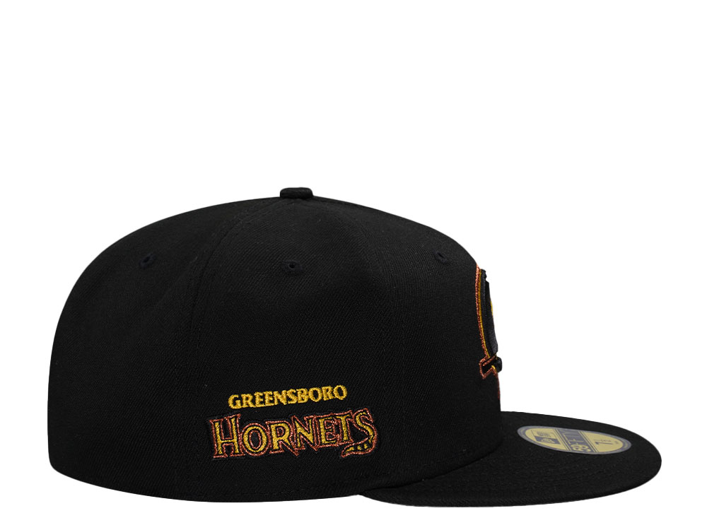 New Era Greensboro Hornets Black Yellow Prime Edition 59Fifty Fitted Cap