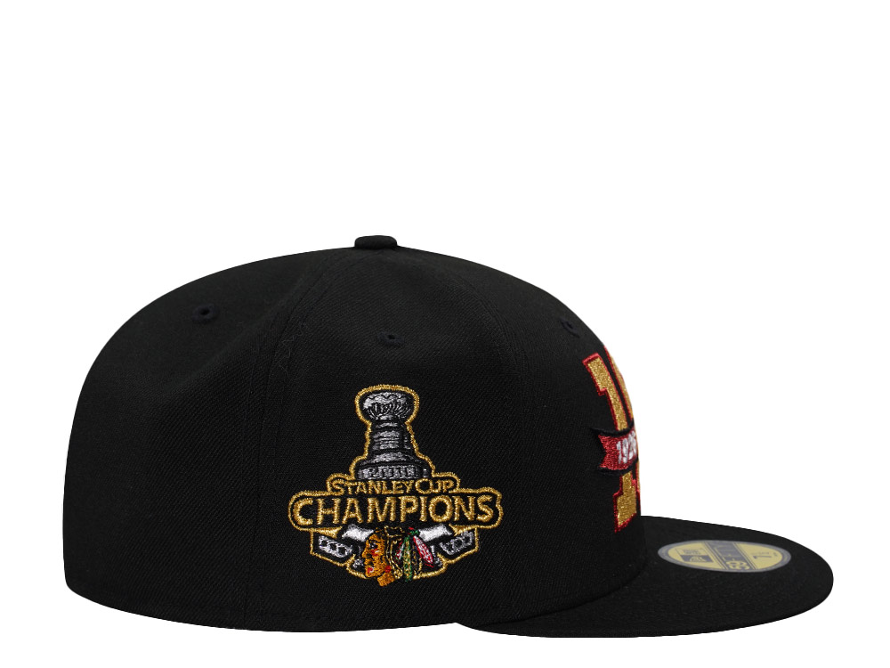 New Era Chicago Blackhawks 100th Anniversary Champions  Black Prime Edition 59Fifty Fitted Cap
