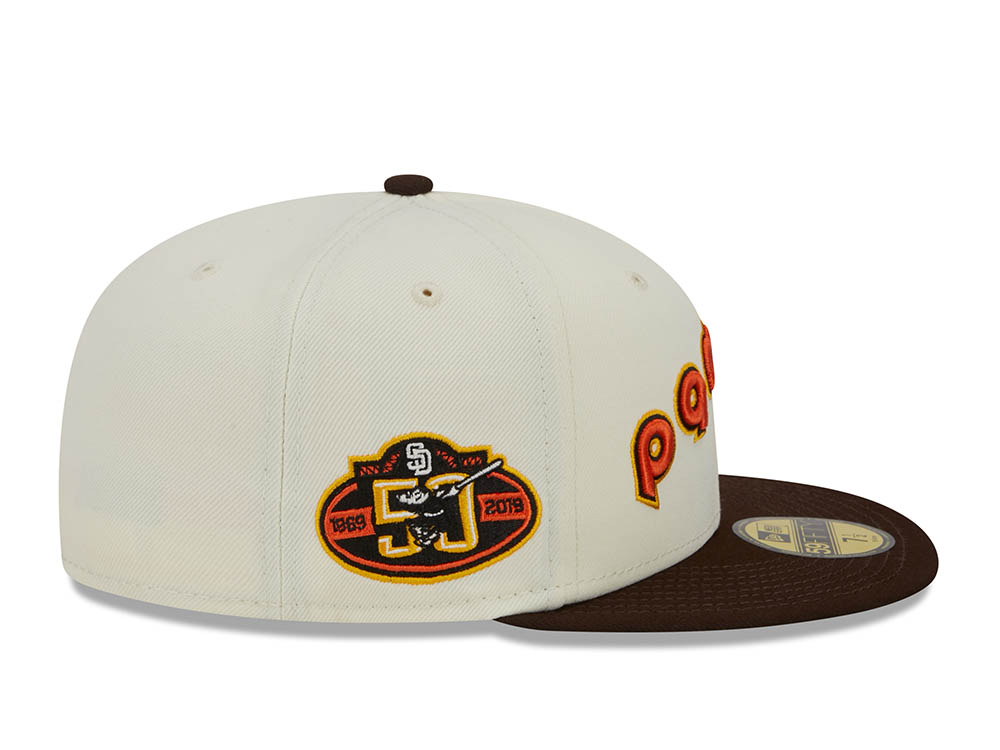 New Era San Diego Padres White Retro Script 50th Anniversary Throwback Edition 59Fifty Fitted Cap