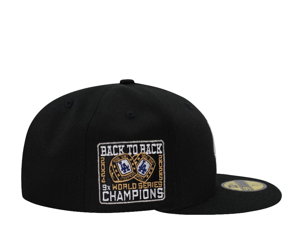 New Era Los Angeles Dodgers Back to Back World Series Champions Black Prime Edition 59Fifty Fitted Cap