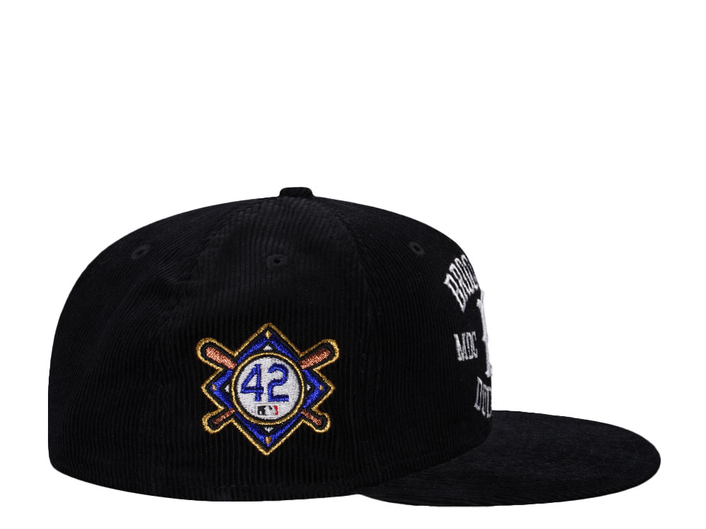 New Era Brooklyn Dodgers Jackie Robinson Corduroy Black Prime Edition 59Fifty Fitted Cap