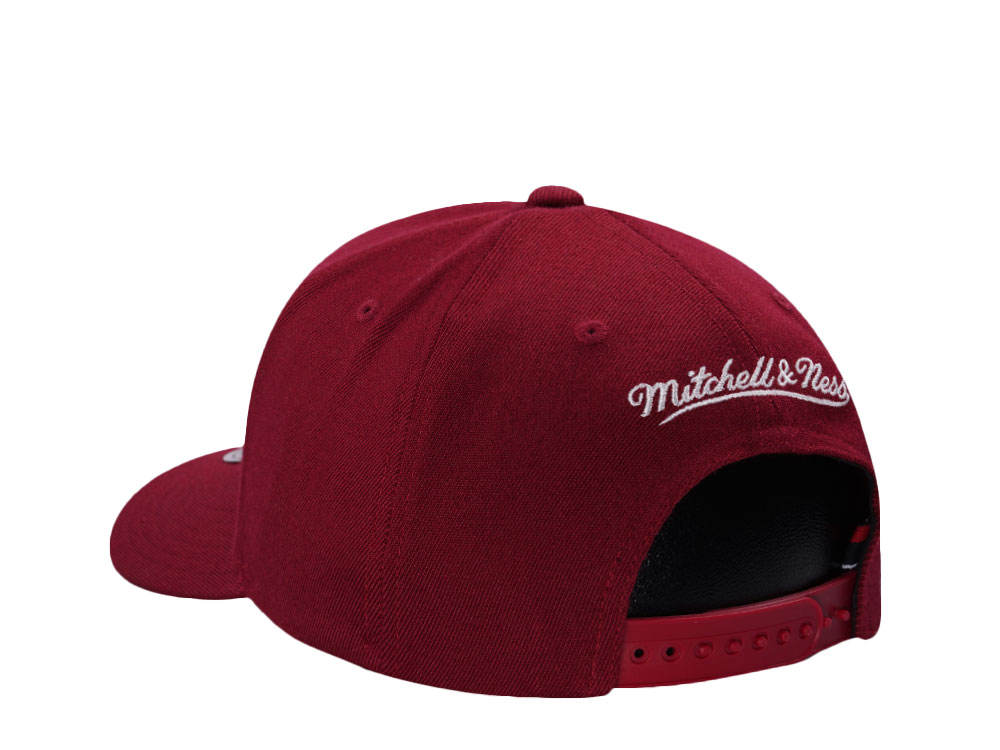 Mitchell & Ness Pinscript Maroon Classic Red Stretch Snapback Cap