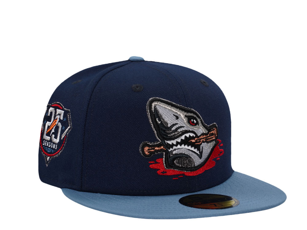 New Era Myrtle Beach Pelicans 25 Seasons Ocean Blue Two Tone Edition 59Fifty Fitted Cap