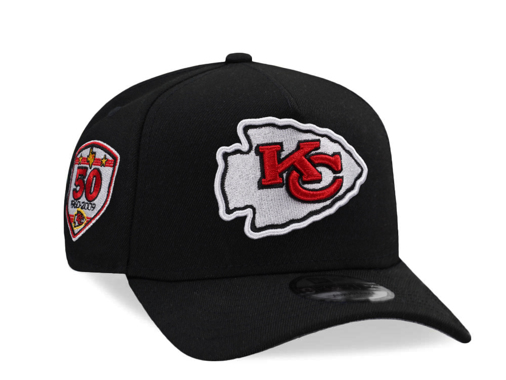 New Era Kansas City Chiefs 50th Anniversary Black Prime Edition 9Forty A Frame Snapback Cap