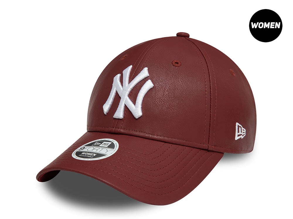 New Era New York Yankees Leather Cherry Womens 9Forty Strapback Cap