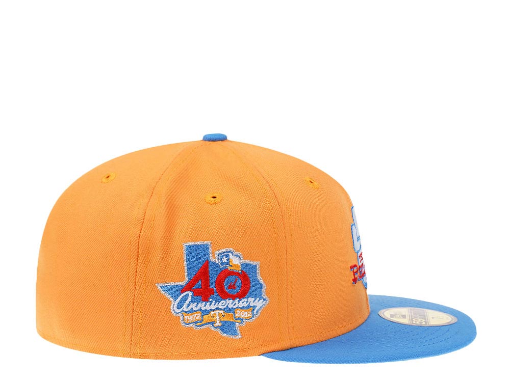 New Era Texas Rangers Khaki 40th Anniversary Iced Mango Two Tone Prime Edition 59Fifty Fitted Cap
