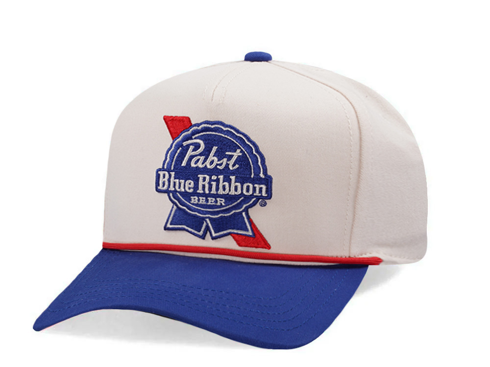 American Needle Pabst Blue Ribbon Ivory Two Tone Edition Snapback Cap