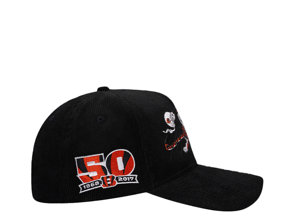New Era Cincinnati Bengals 50th Anniversary Black Corduroy Edition 9Forty A Frame Snapback Cap