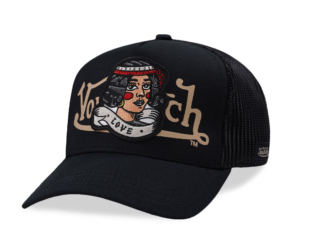 Von Dutch Love Patch Black Trucker Snapback Cap