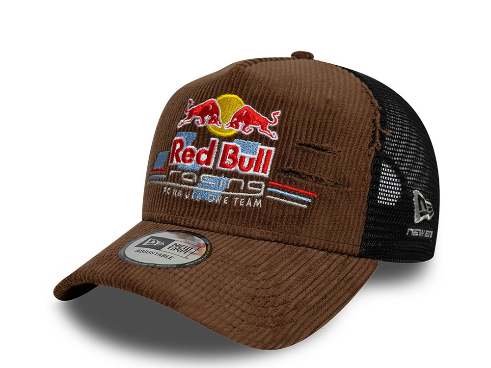 New Era Red Bull Racing Corduroy Brown 9Forty A Frame Trucker Snapback Cap