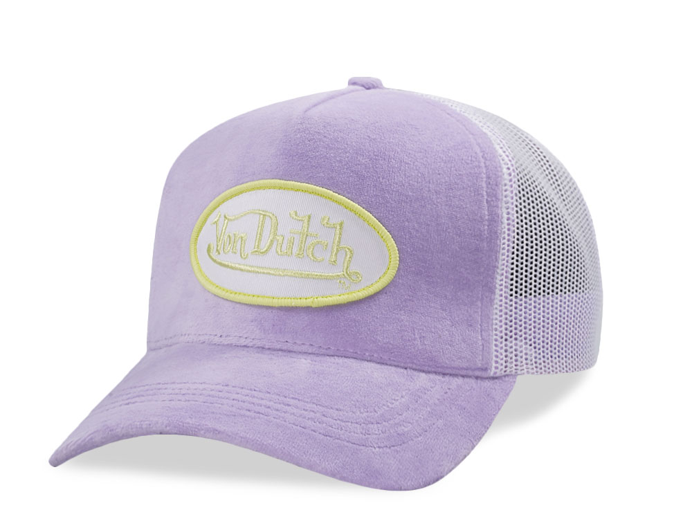Von Dutch Oval Patch Lavender Velour Edition Trucker Snapback Cap