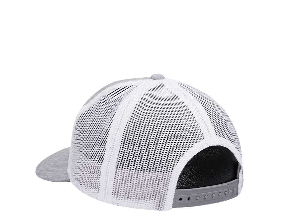 John Deere Twill Mesh Sueded Logo Grey White Trucker Snapback Cap