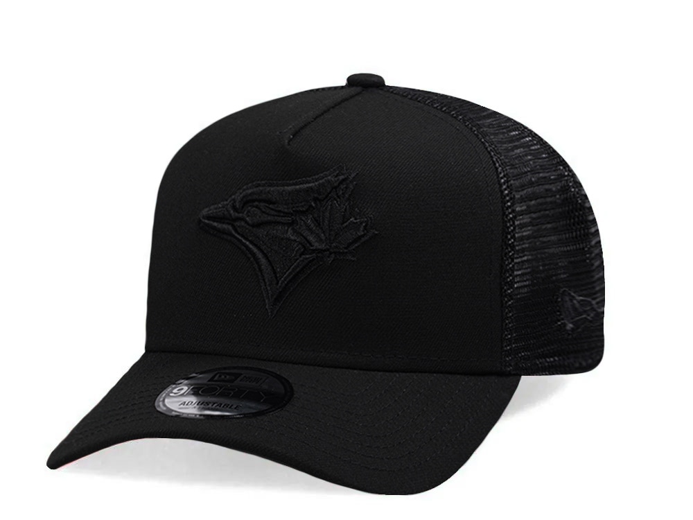New Era Toronto Blue Jays Black On Black Edition 9Forty A Frame Trucker Snapback Cap