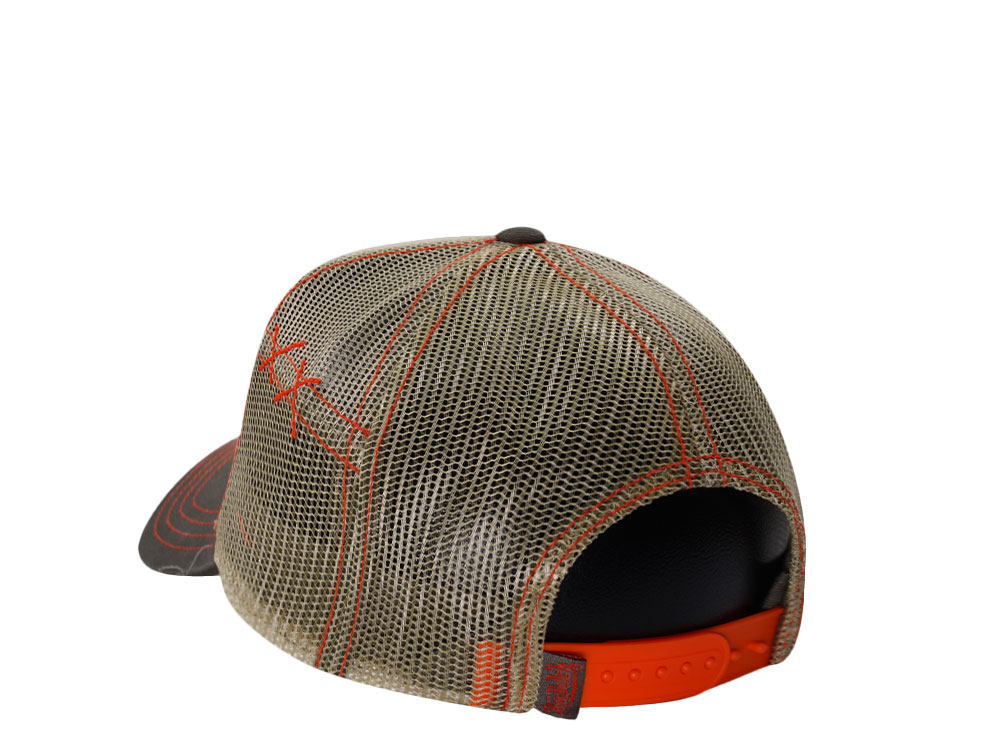 Von Dutch Distressed Oval Patch Beige Trucker Snapback Cap