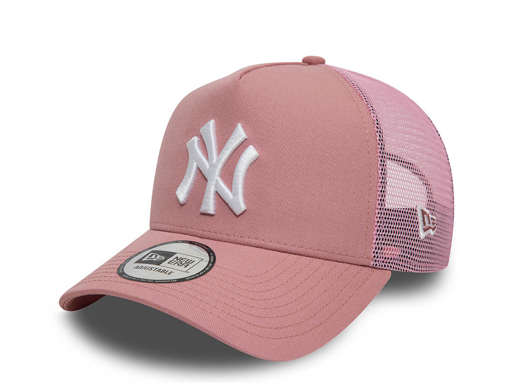 New Era New York Yankees League Essential Pink 9Forty A Frame Trucker Snapback Cap