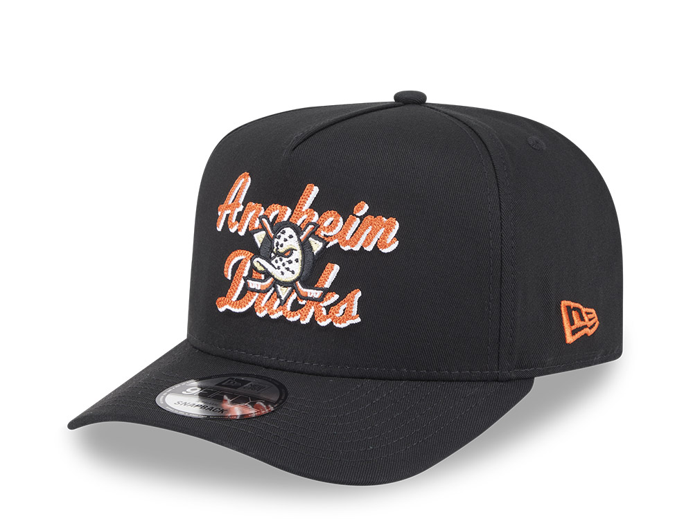 New Era Anaheim Ducks Chainstitch Black 9Fifty A Frame Snapback Cap