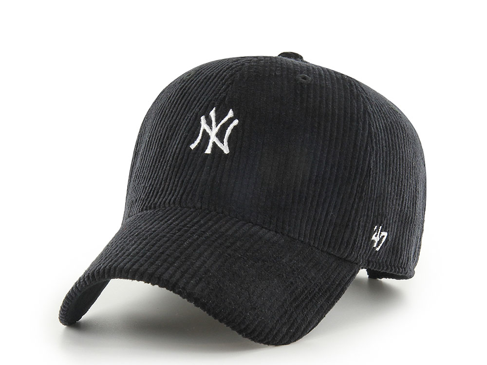 47 Brand New York Yankees Corduroy Black Base Runner Clean Up Strapback Cap