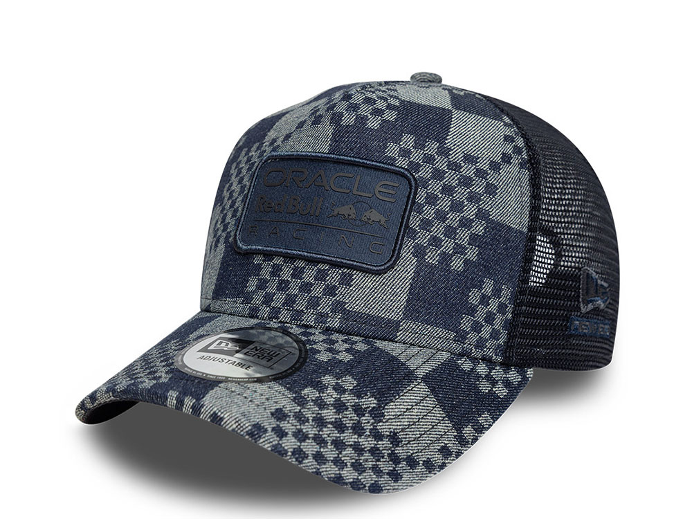 New Era Red Bull Racing Patterned Denim 9Forty A Frame Trucker Snapback Cap